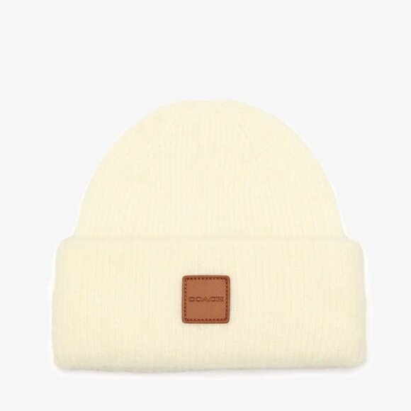NWT Coach Logo Ivory Beanie - Picture 1 of 4